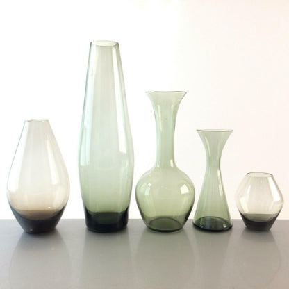 Konvolut Vasen 60er VASE 50er Rauchglas Mid Century 8,5 - 28 cm 
