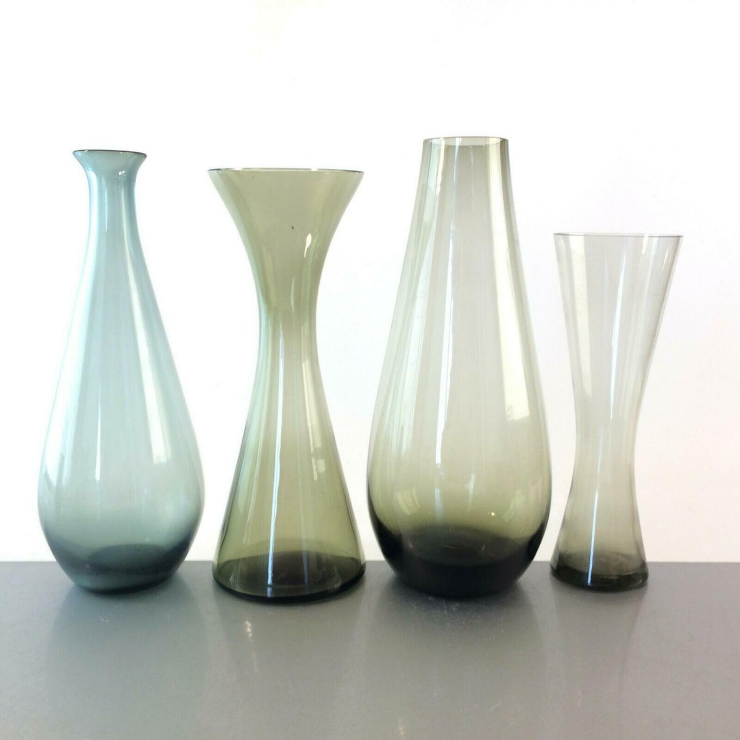 RAUCHGLAS 50er 60er MID CENTURY 21cm Vase Turmalin grün Vasen Konvolut