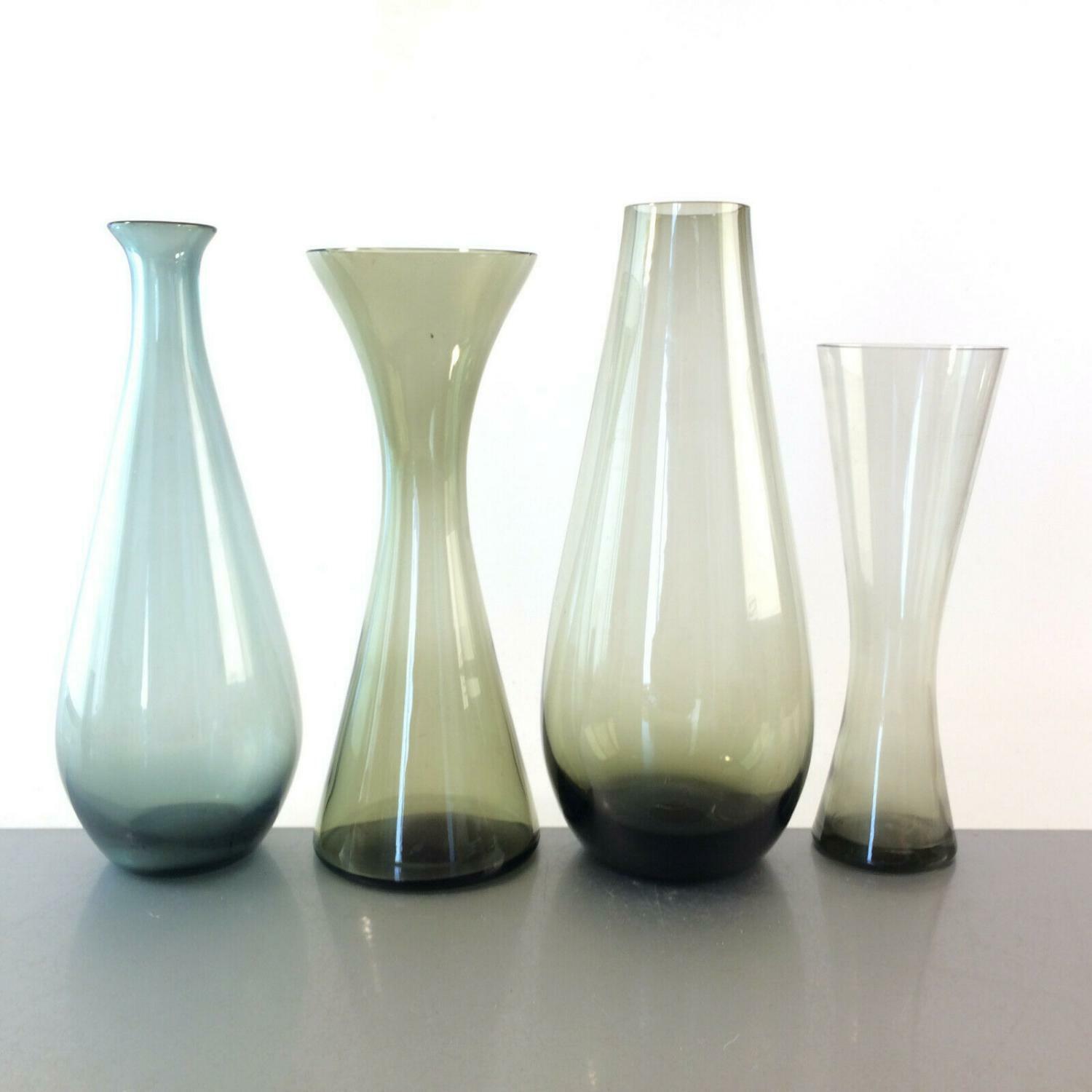 RAUCHGLAS 50er 60er MID CENTURY 21cm Vase Turmalin grün Vasen Konvolut