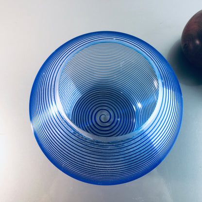 ZWIESEL Fadenglas 13 cm Vintage Vase 50er 60er MID CENTURY blau 40er