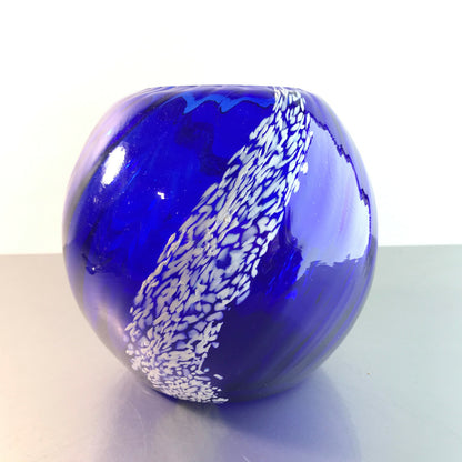 Vase MID CENTURY Vase blau 50er 60er  Vintage 13,5 cm weiß