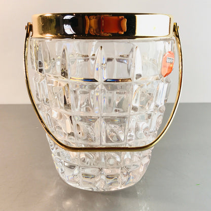 QUIST Eiswürfeleimer Glas 50er 60er 70er 11,5 cm Gold farben Messing