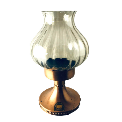 SKS Vintage Windlicht Kerzenhalter Kupfer Glas 22 cm  60er MID CENTURY
