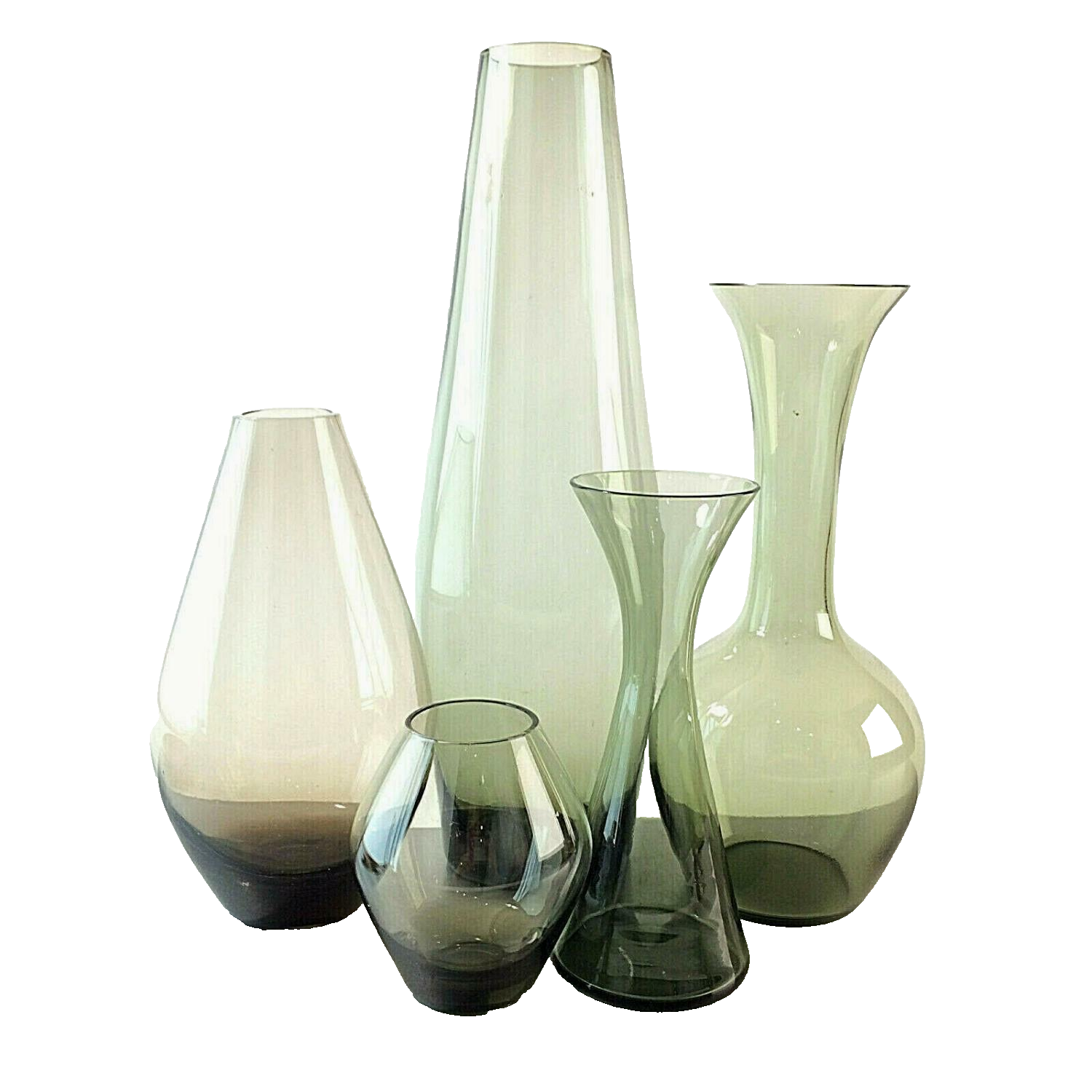 Konvolut Vasen 60er VASE 50er Rauchglas Mid Century 8,5 - 28 cm 