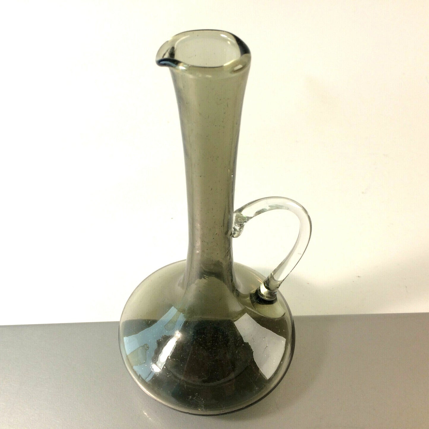 MID CENTURY Glas Vase 20 cm Rauchglas 50er 60er Vintage Vase Kanne