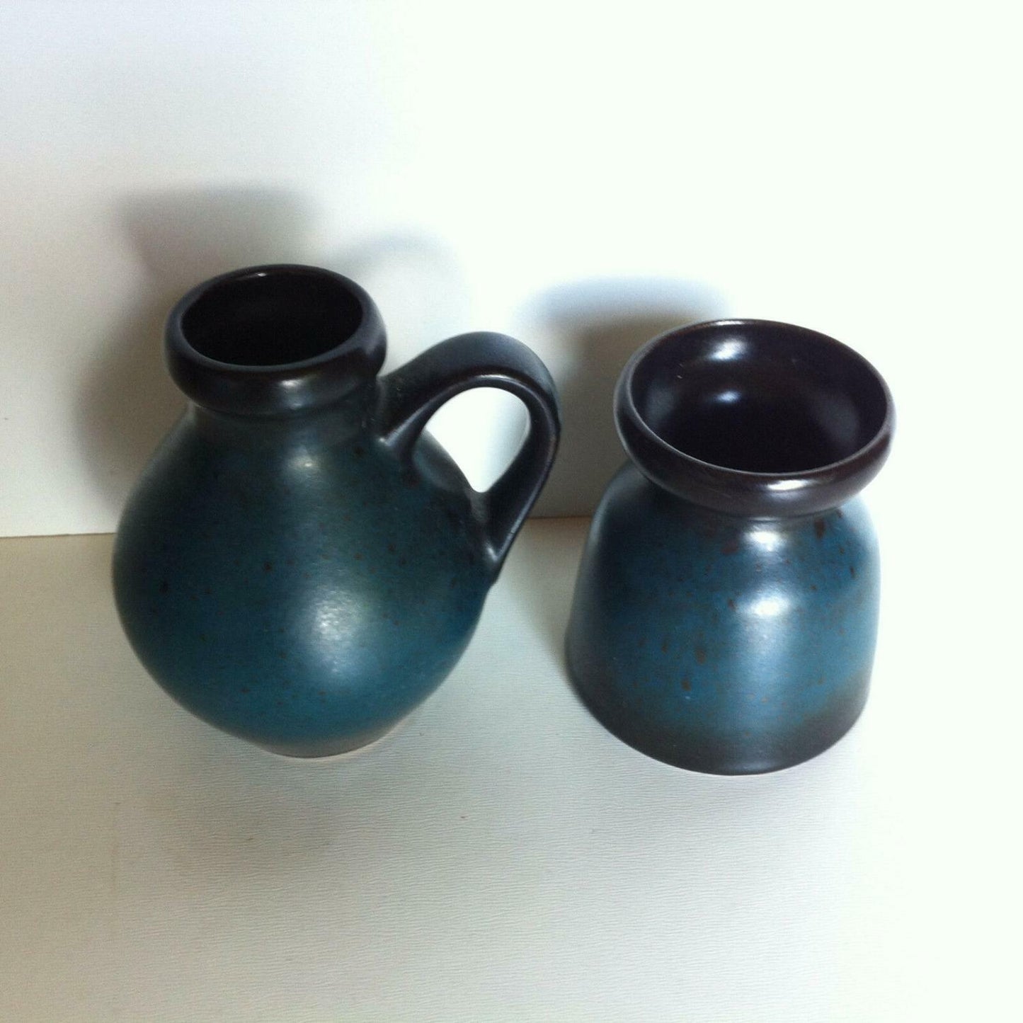 BÜCKEBURG Keramik Vasen blau Väschen H 7,5 / 9,5 cm 60er gelabelt Vase