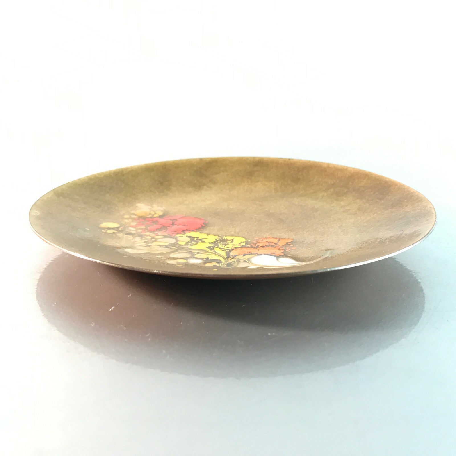 MID CENTURY Emaille Schale D 14,3 cm 50er 60er Vintage  grün