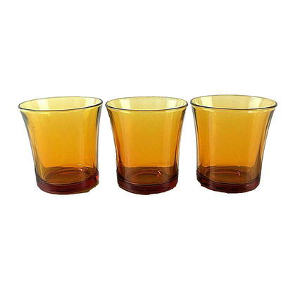 Trinkgläser 3er Set Gläser Vintage 60er Bernstein 7,4 cm Wassergläser