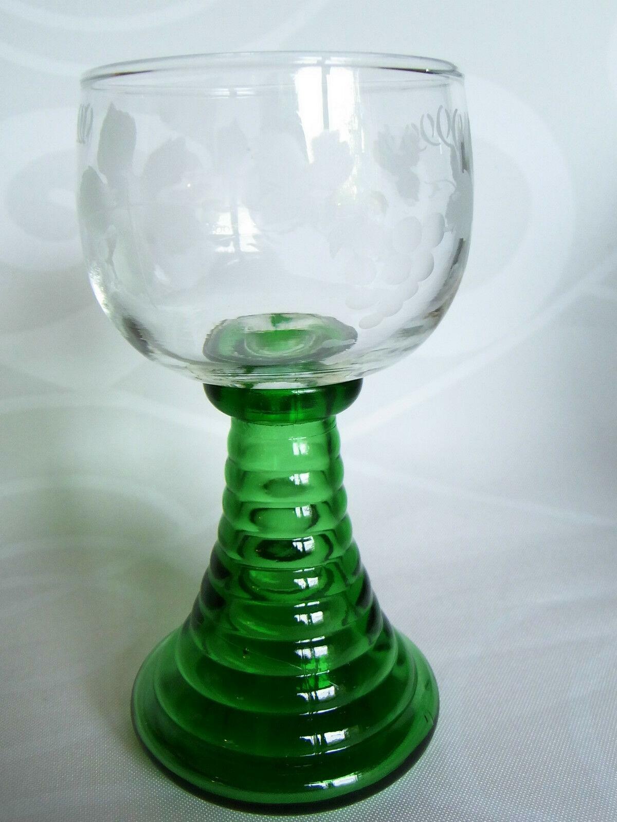 RÖMER Weinglas Gas H 15,4 cm  GRÜN Hohlfuß Weinreben beschliffen (Einzel)