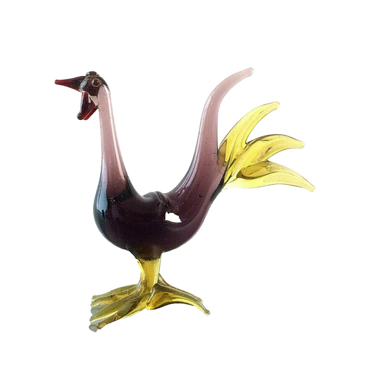 Vogel lila H 4 cm Glas 50er 60er Lauscher Vintage MID CENTURY 