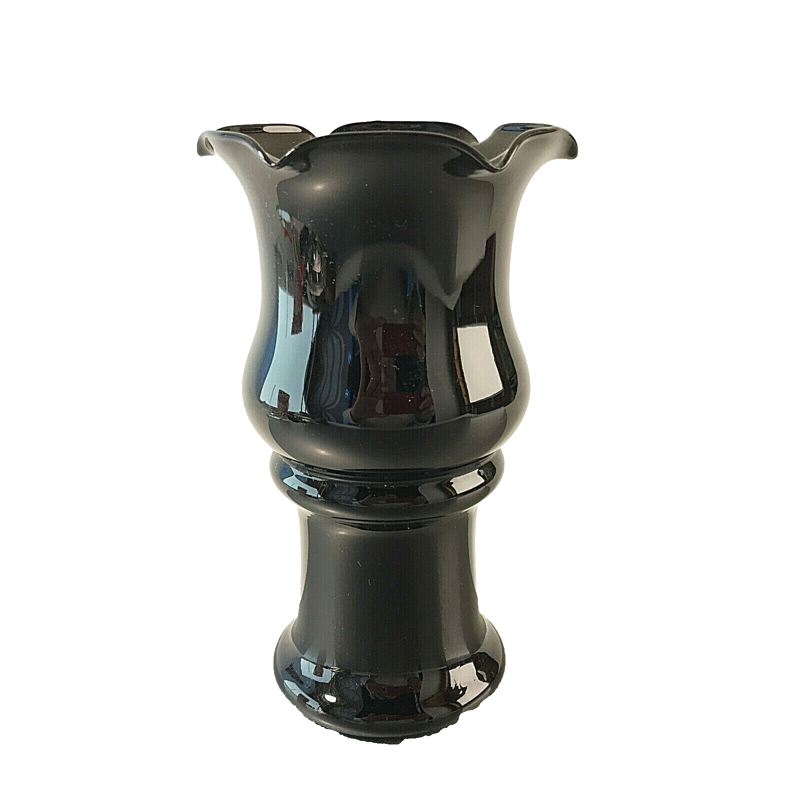 MID CENTURY Glas schwarz 15,5 cm 50er 60er Vintage Vase Dekoration