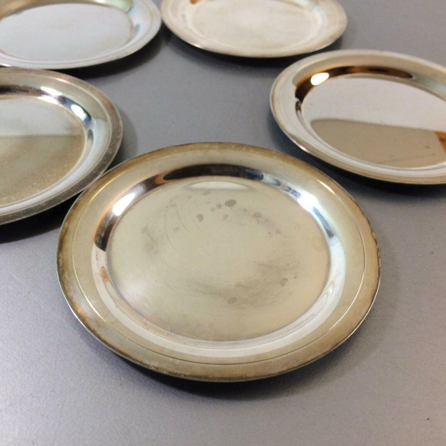 Untersetzer Glasuntersetzer versilbert 10,6 cm 5er Set für Gläser Tassen Hausbar