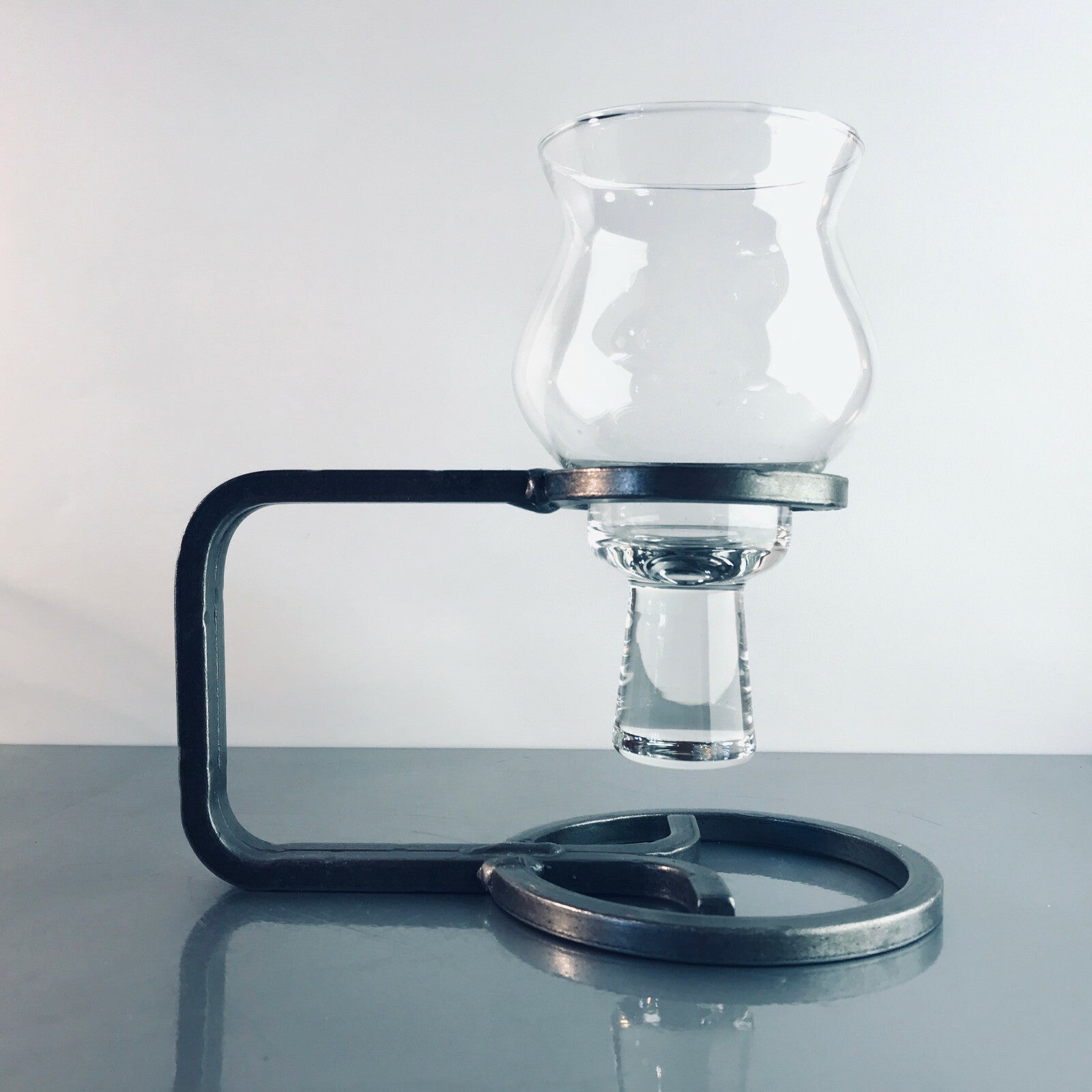 VINTAGE Kerzenhalter Gusseisen Schmiedeeisen 50er 60er Glas IRON Danish Deko