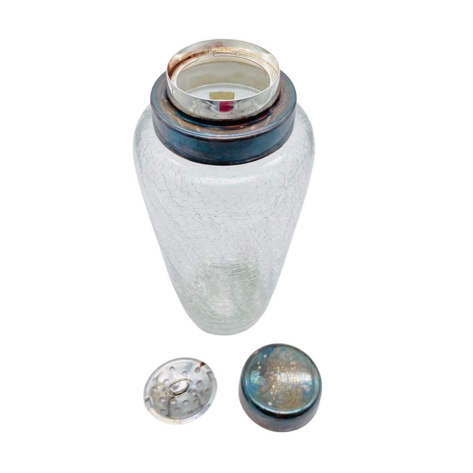 WMF Cocktailshaker Shaker Craquelle Glas 40er 50er Neusilber versilbert Hausbar