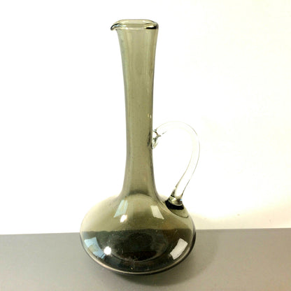 MID CENTURY Glas Vase 20 cm Rauchglas 50er 60er Vintage Vase Kanne
