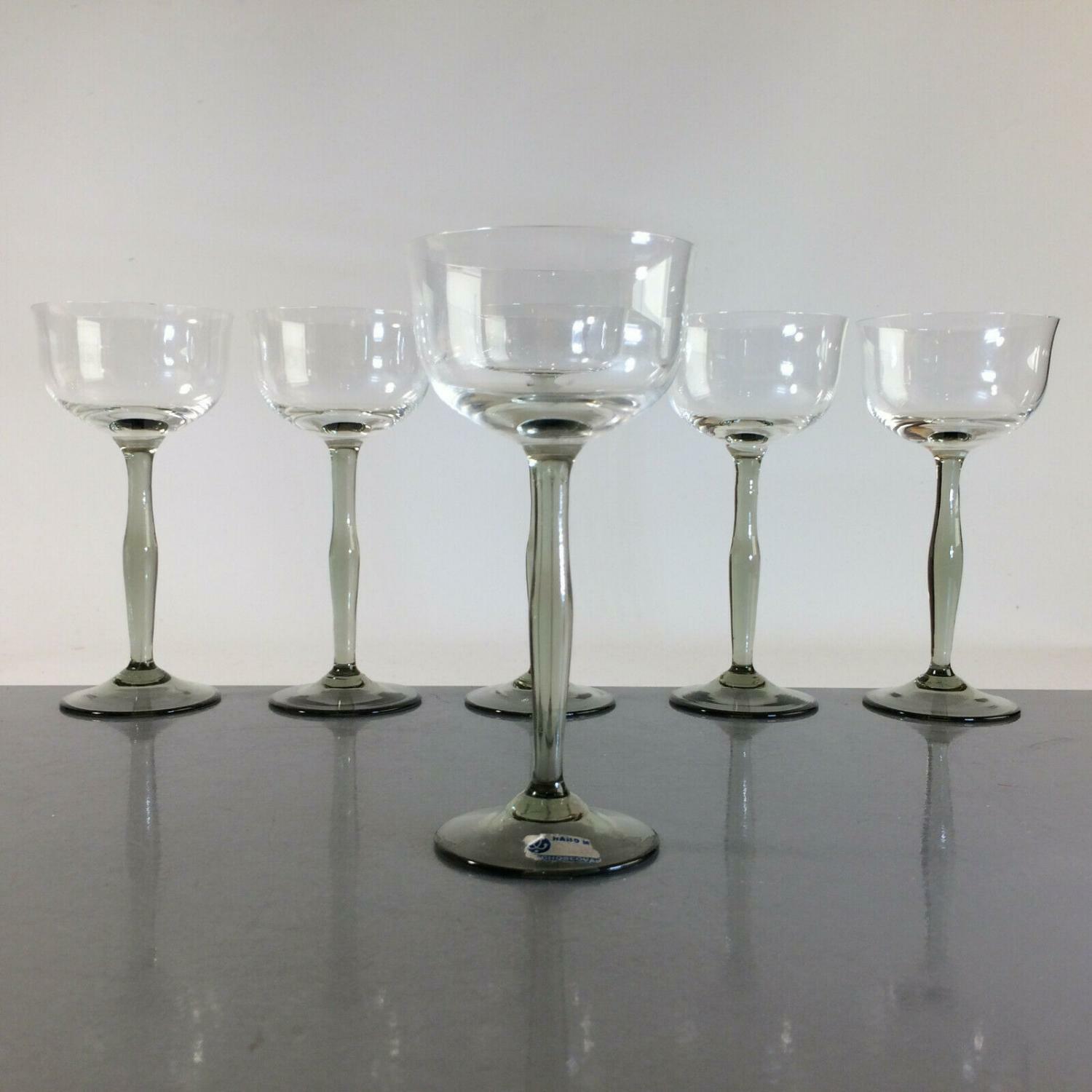 Bohemia Likörglas Likörgläser Likörschalen Glas 14cm 60er 70er Rauchglas 