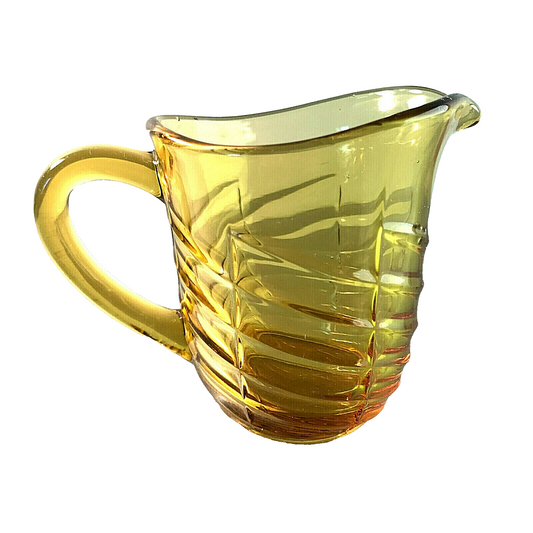 KARAFFE Glas Kännchen BERNSTEIN gelb Milchkännchen Vintage H 8 cm