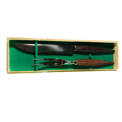 Solingen Vintage Messer Gabel HOLZ Teak 50er 60er MID CENTURY NIROSTA