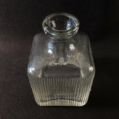 VASE Glasvase eckig 13 cm  50er 60er klar schwer Glas VINTAGE