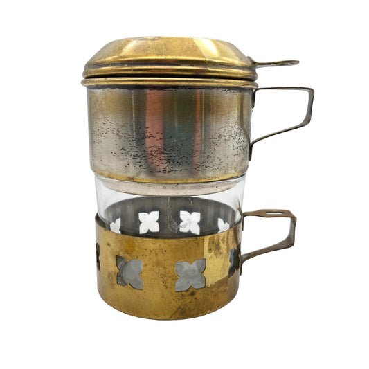 Vintage Tassenfilter Teller Filter  Set Tasse Durobor Kaffee Glas H 12,3 cm
