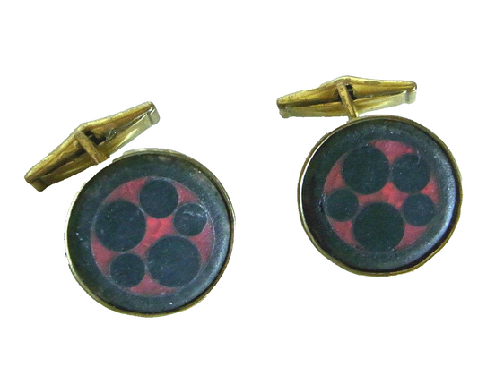 BUNGE Emaille MANSCHETTENKNÖPFE 50er 60er Manschetten CUFFLINKS Messing