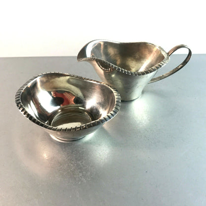 LUTZ & WEISS LW Rahmservice versilbert 50er 60er Milchkännchen Schale