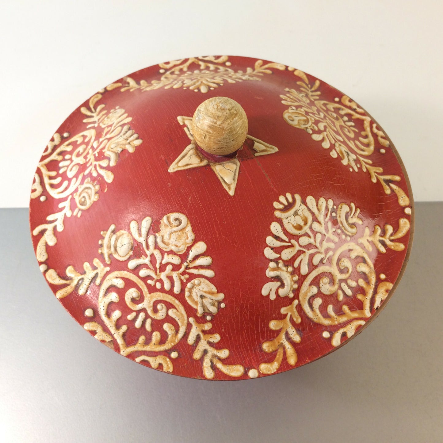 Art Déco Holzdose 18,6 cm bemalt Dose Konfektdose 20er 30er Jugendstil Deko