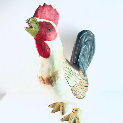 Pappmarche Hahn 70er Pappe Papier 40 cm Deko Vintage Huhn Henne