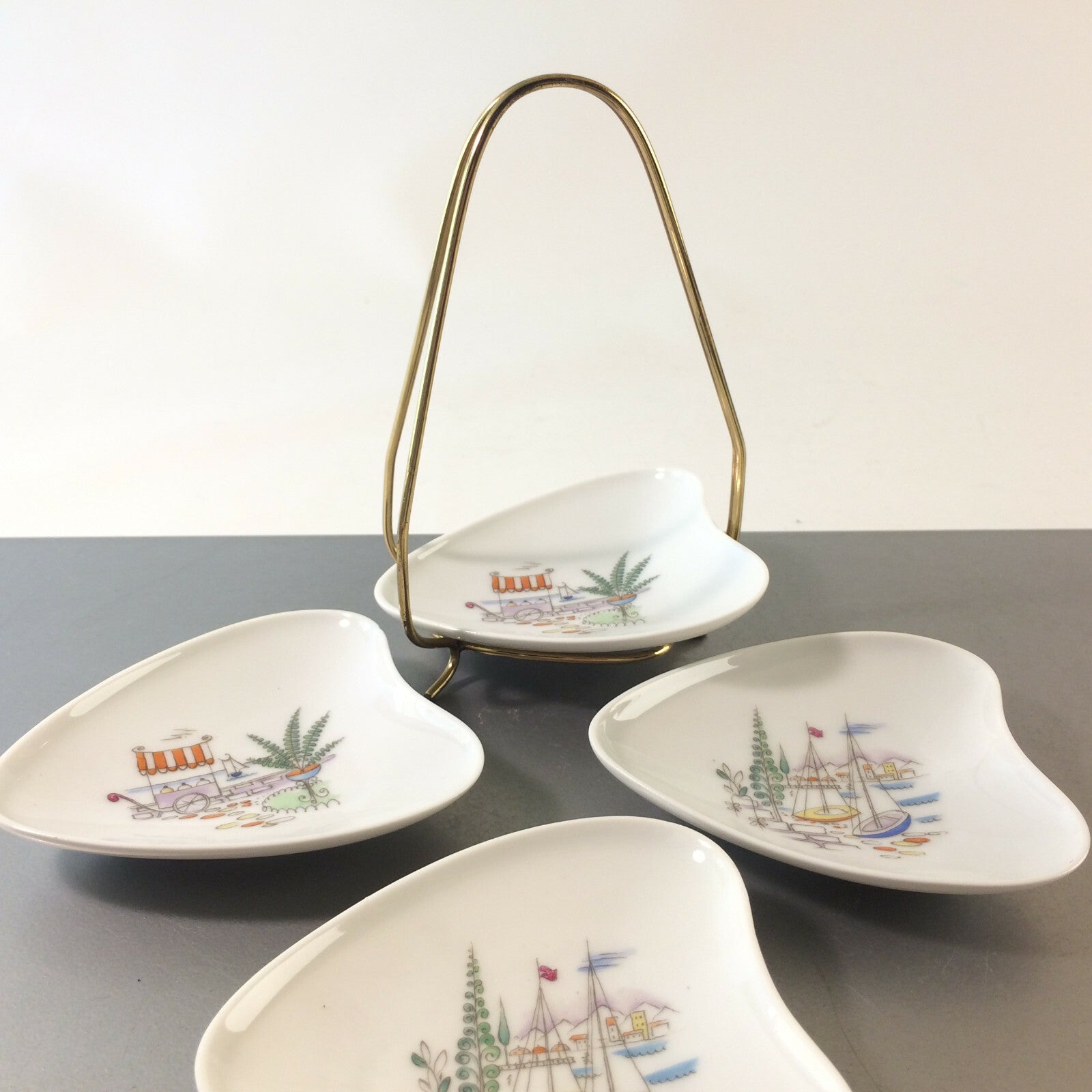 Heinrich Porzellan Schale Schälchen 50er 60er Set Halter MID CENTURY 