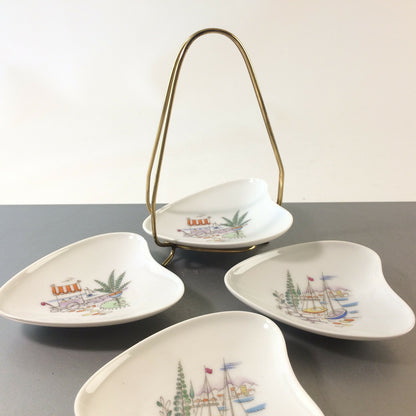 Heinrich Porzellan Schale Schälchen 50er 60er Set Halter MID CENTURY 