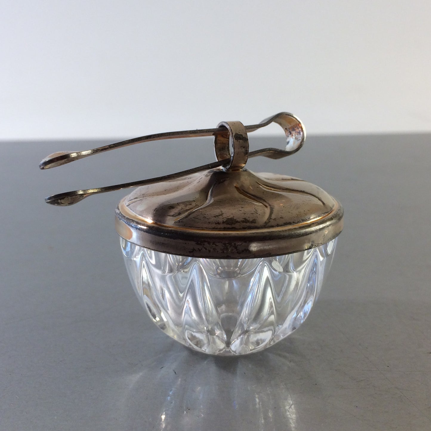 VINTAGE Süßstoffdose 50er 60er mini Zange 4,7 MID CENTURY Glas