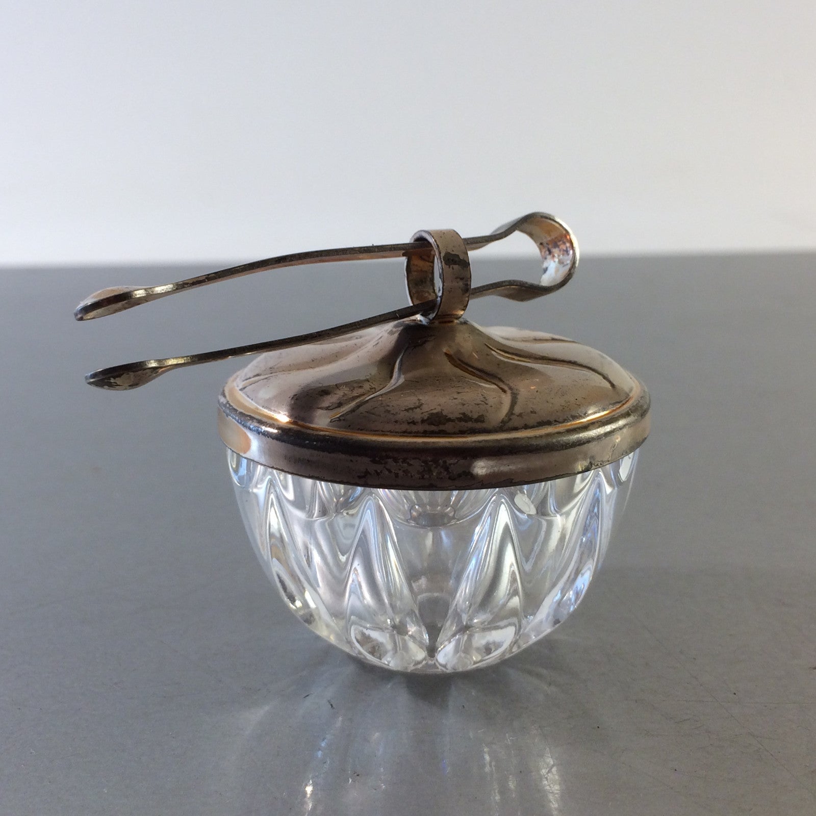 VINTAGE Süßstoffdose 50er 60er mini Zange 4,7 MID CENTURY Glas