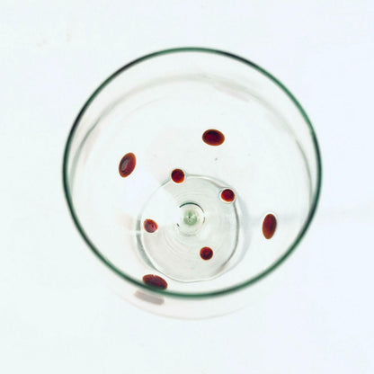 Likörglas Schnapsglas Glas 13,5 cm 60er 70er Einschmelungen rote Punkte