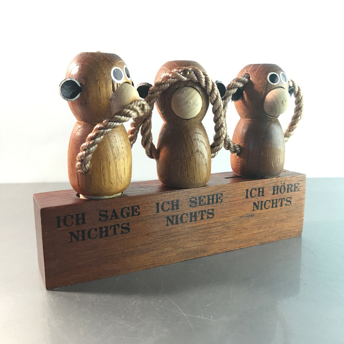 Vintage Flaschenöffner Holz Teak 50er 60er MID CENTURY Korkenzieher Affen