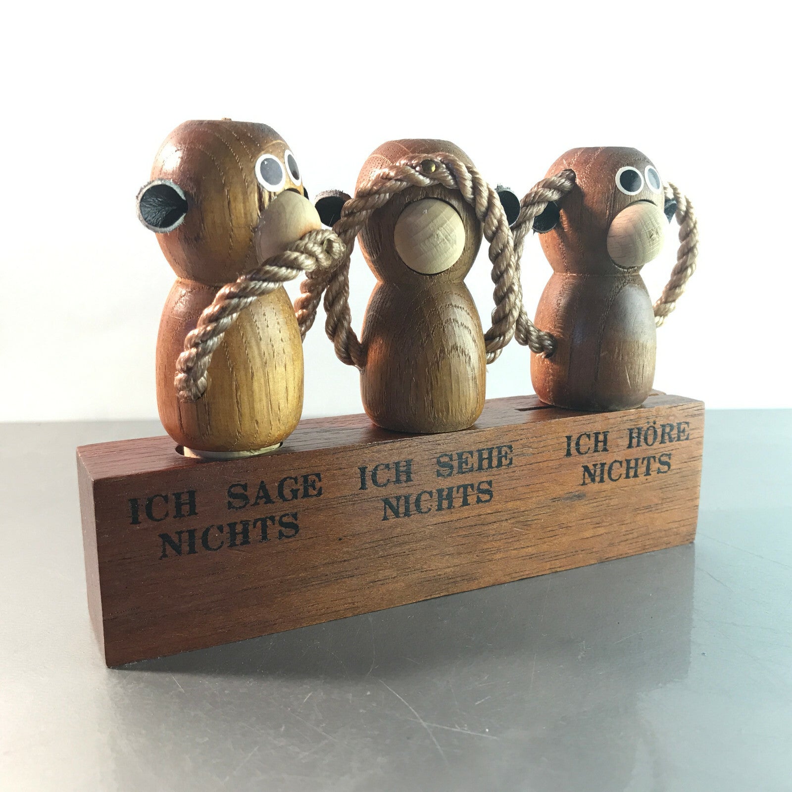 Vintage Flaschenöffner Holz Teak 50er 60er MID CENTURY Korkenzieher Affen