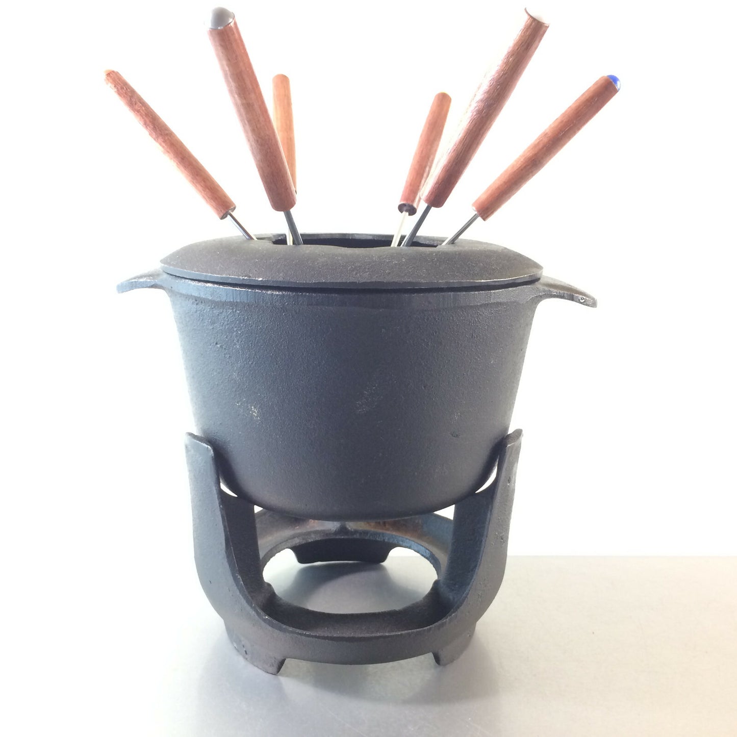 Gusseisen FONDUE Topf Stövchen Rechaude Eisen Vintage Danish Design 60er