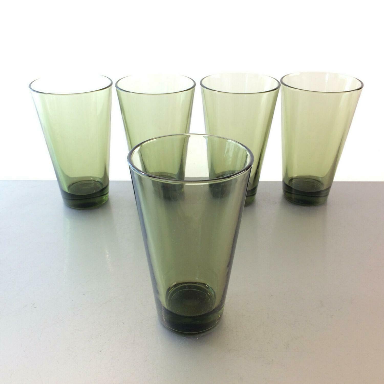 Wassergläser 5er SET  50er 60er Gläser 13 cm  Rauchglas VINTAGE Glas
