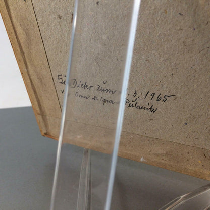 Strohbild VINTAGE 50er 60er Vase Blumen 16,5 x 31,4 cm im Rahmen 