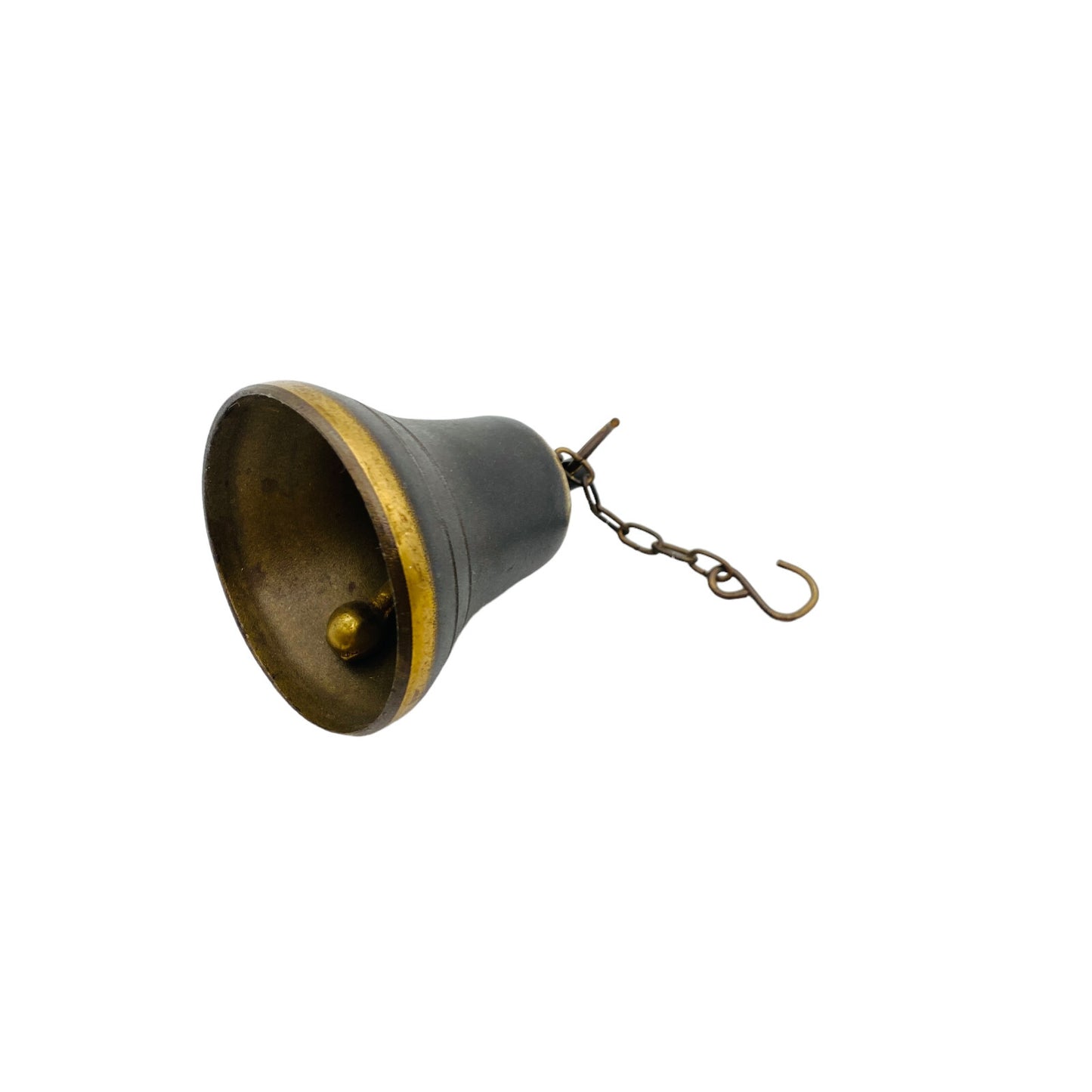 Klingel 60er 70er D 5,5 cm Messing Rezeption Glocke Tischglocke schwarz gold