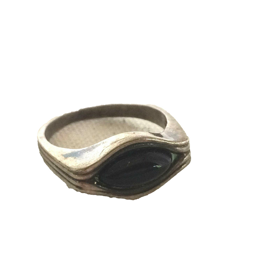 Silberring RING mit schwarzem Stein Edelstein  Schmuck Ring Vintage 60er 70er