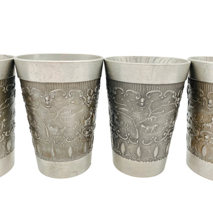ha ha Zinn Zinnbecher Zinn 4er Becher 11,5 cm Trinkbecher MID CENTURY (punziert)