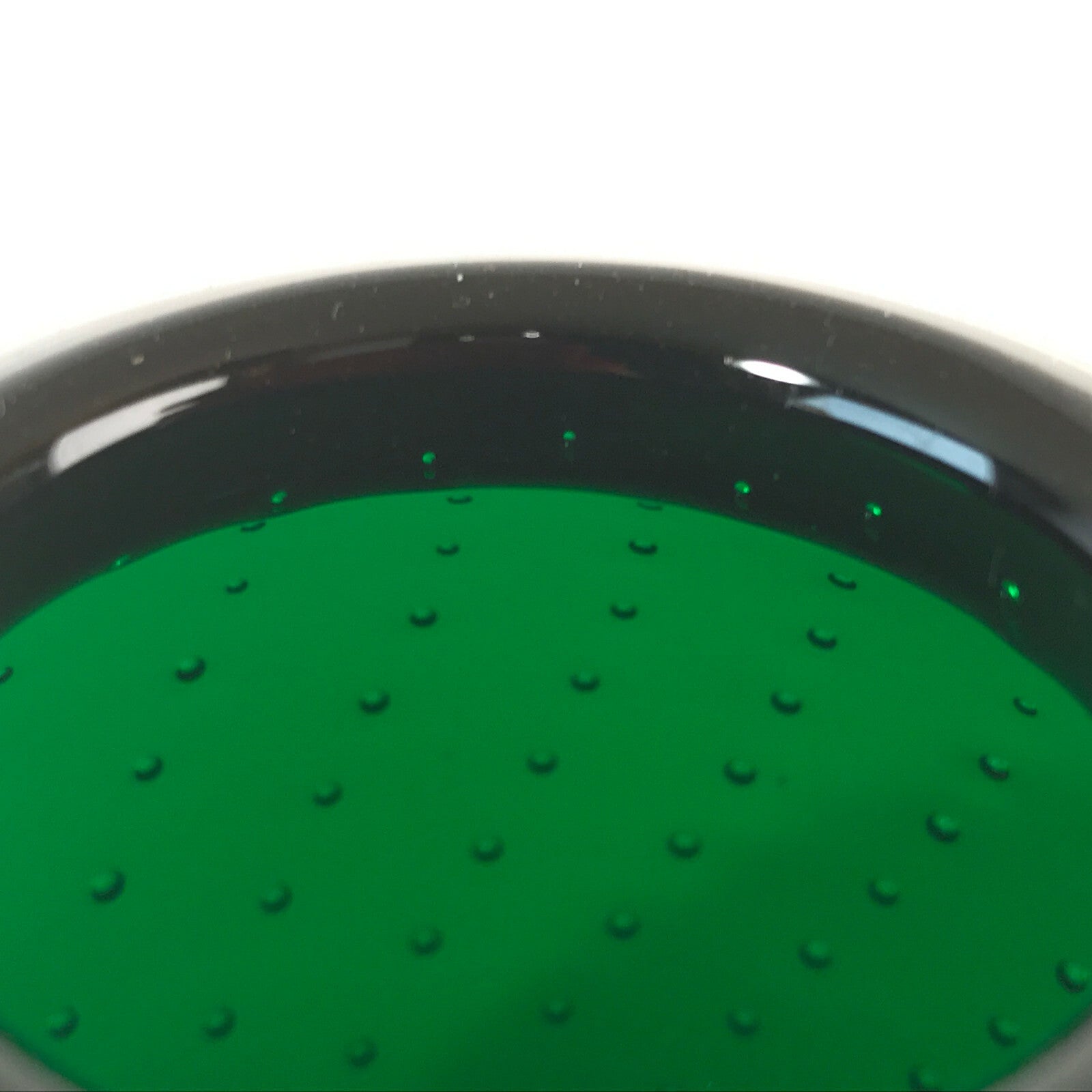 HIRSCHBERG Vase Lufteinschlüsse Blasen Glas 60er 70er H 9 cm grün