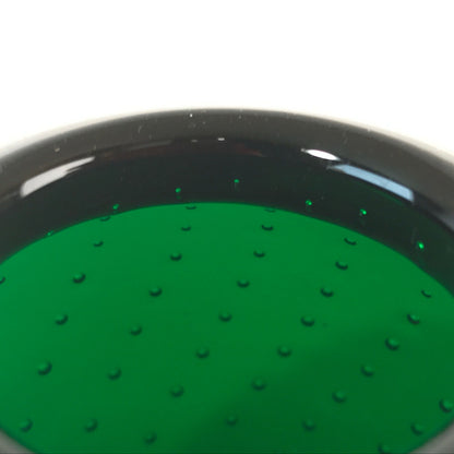 HIRSCHBERG Vase Lufteinschlüsse Blasen Glas 60er 70er H 9 cm grün