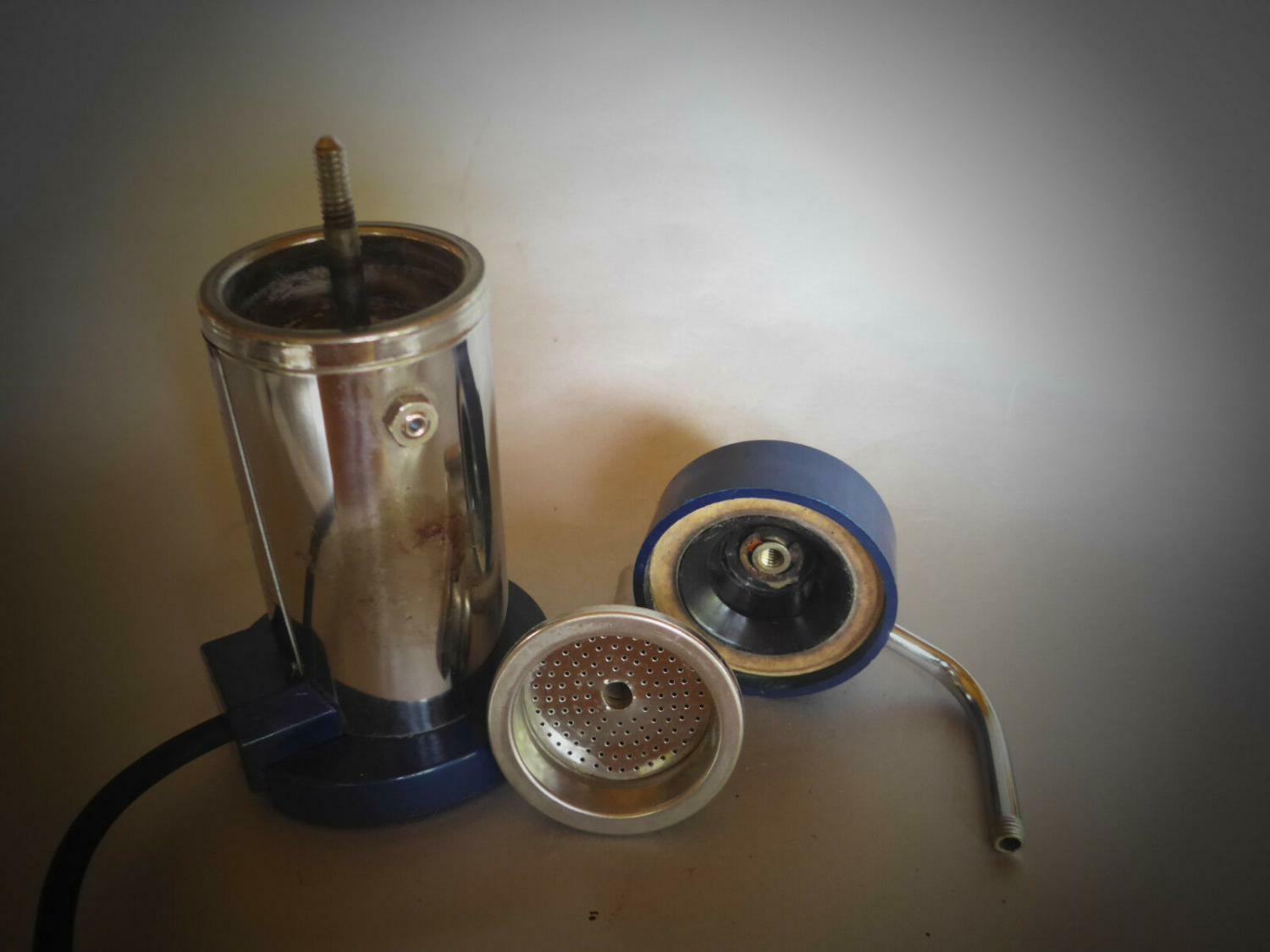 Velox Ferrara PATENT Espressokocher blau elektr. 2 Tassen 70er Italy
