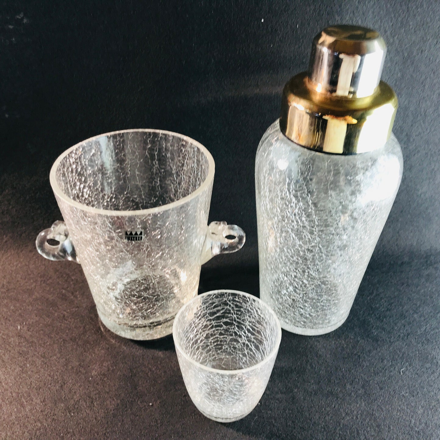 Cocktailshaker Shaker MID CENTURY Glas 50er 60er EISCH Craquelee  Eiseimer