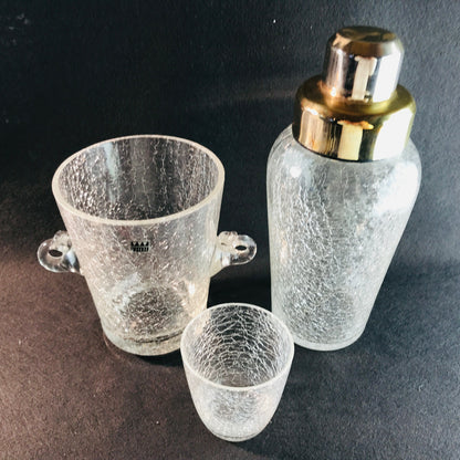 Cocktailshaker Shaker MID CENTURY Glas 50er 60er EISCH Craquelee  Eiseimer