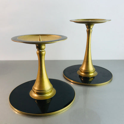 Kerzenhalter MESSING Kerzenständer 60er 50er Stumpenkerzen D 7,7 cm  Set