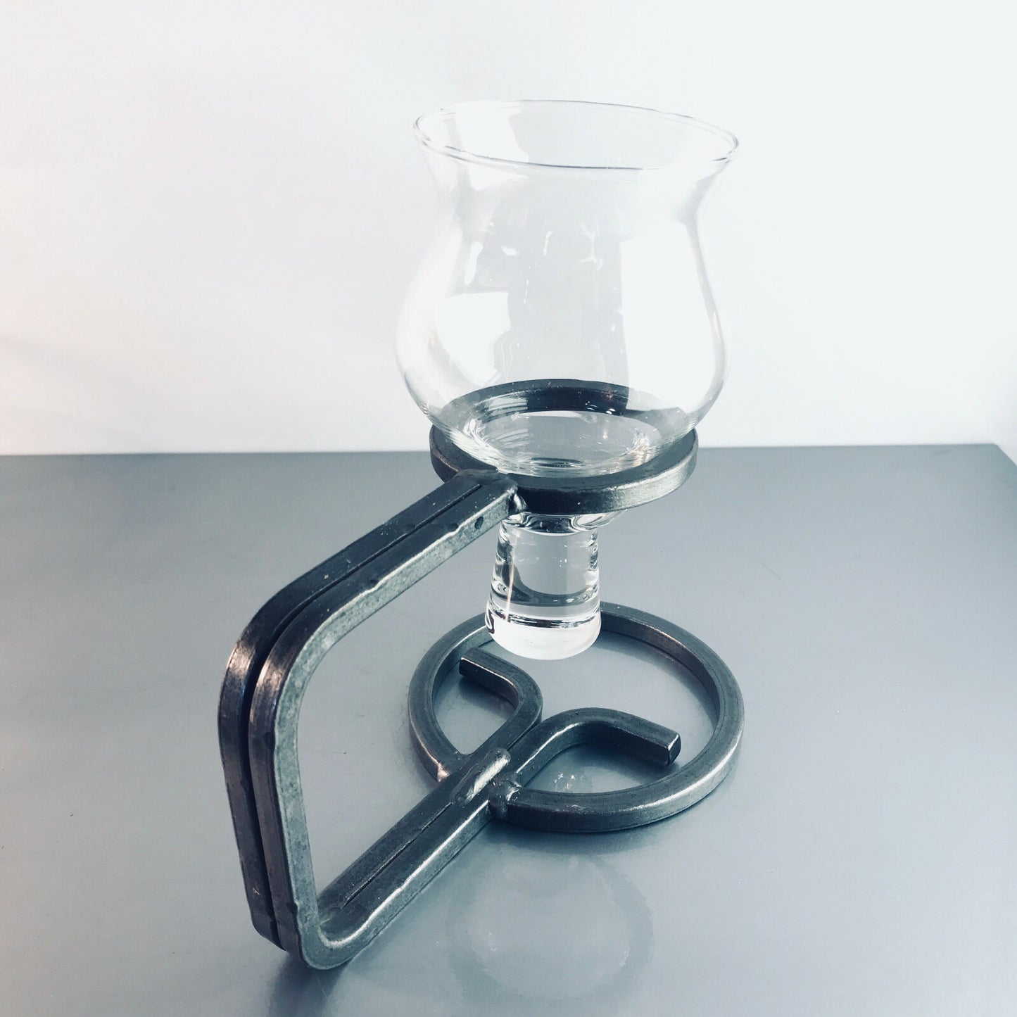 VINTAGE Kerzenhalter Gusseisen Schmiedeeisen 50er 60er Glas IRON Danish Deko