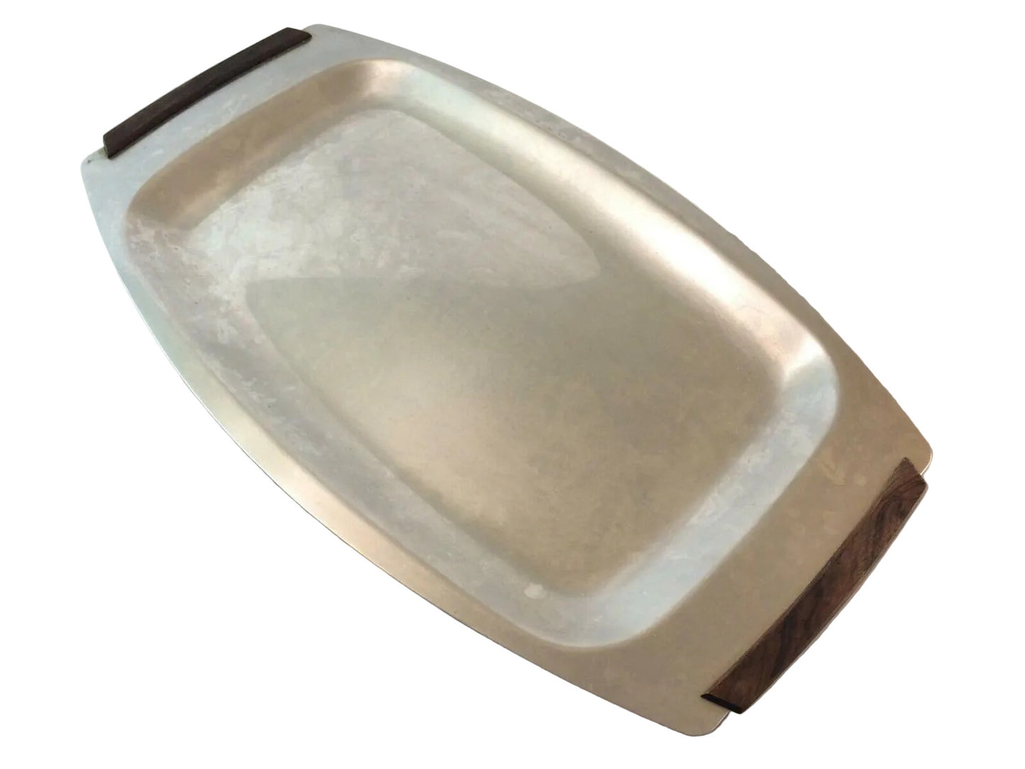 SPRING Swiss Schale Anrichte Platte Servierplatte Holz Edelstahl 47,5 cm