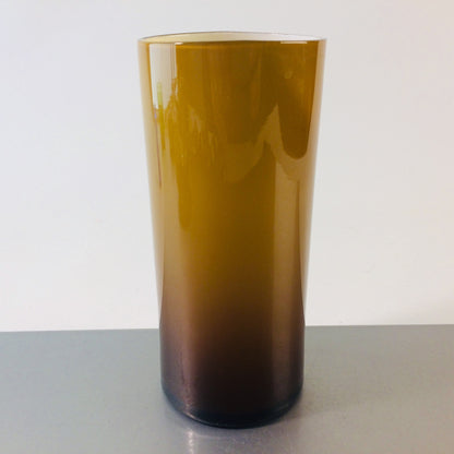 Vintage Vase braun 15 cm 50er 60er MID CENTURY Überfang weiß Glas